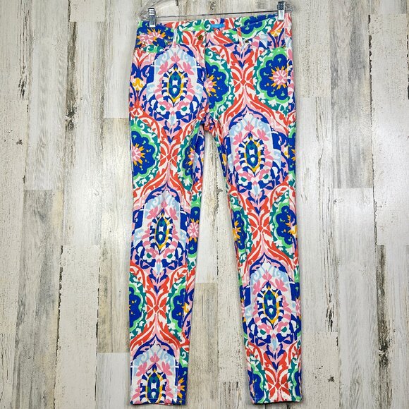 J. McLaughlin Pants Women 8 Zip Multicolor Floral Straight Pocket Jersey Stretch - Picture 1 of 15